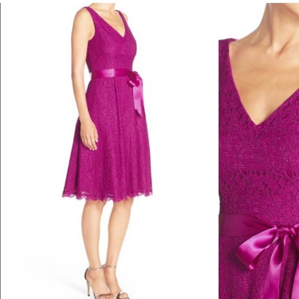 Lace Nordstrom Adriana Papell pink lace dress Sz 6 ECU
